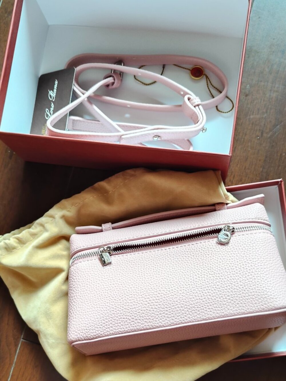 Loro Piana Soft Pink Pebbled Leather Multi-way Tote & Crossbody Bag